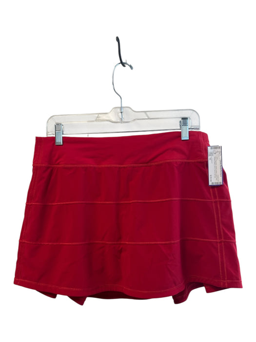 Lululemon Size 10 Red Polyester Elastic Waist solid color Pleated Detail Skirt Red / 10