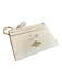 Coach White Leather Zip Close Star Design Gold Hardware Card Holder Wallets White