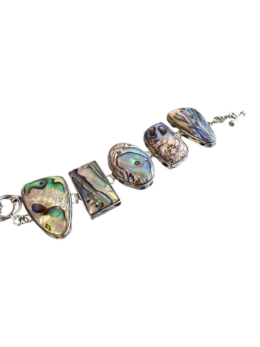 NF Silver & Multi Metal Sterling Silver Shape Chain Iridescent Bracelet Silver & Multi