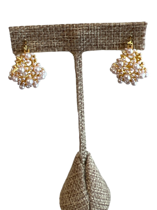 No Brand Gold & White Metal Pearl Detail Hoops Earrings Gold & White