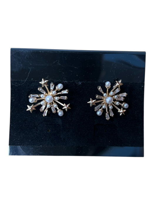 No Brand Gold & White Metal Pearl Detail Studs Earrings Gold & White