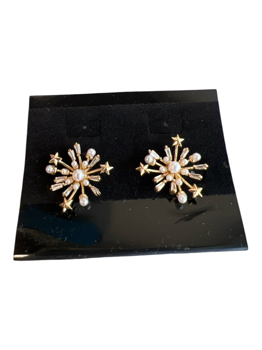 No Brand Gold & White Metal Pearl Detail Studs Earrings Gold & White