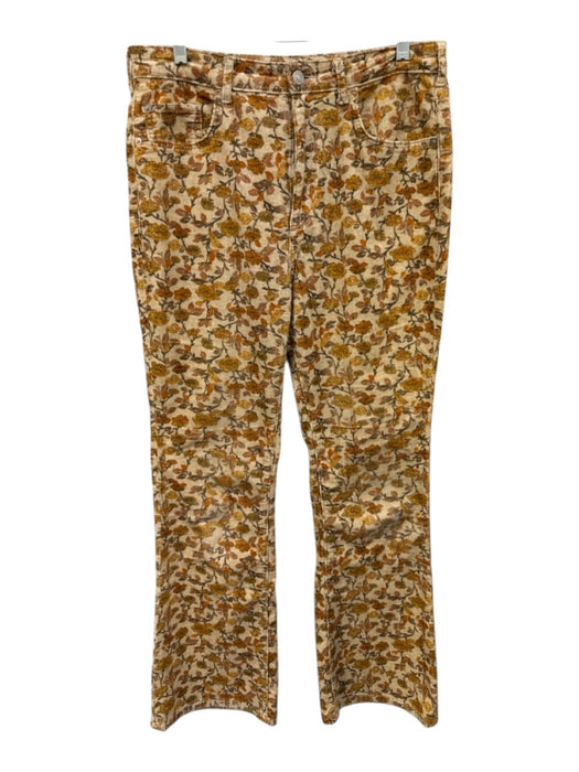 Pilcro Size 31 Yellow Multi Cotton Blend Floral Zip & Button Corduroy Pants Yellow Multi / 31
