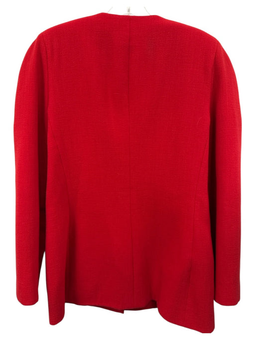 Carolina Herrera Size 12 Red Wool Button Front Round Neck Vintage Jacket Red / 12