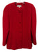 Carolina Herrera Size 12 Red Wool Button Front Round Neck Vintage Jacket Red / 12