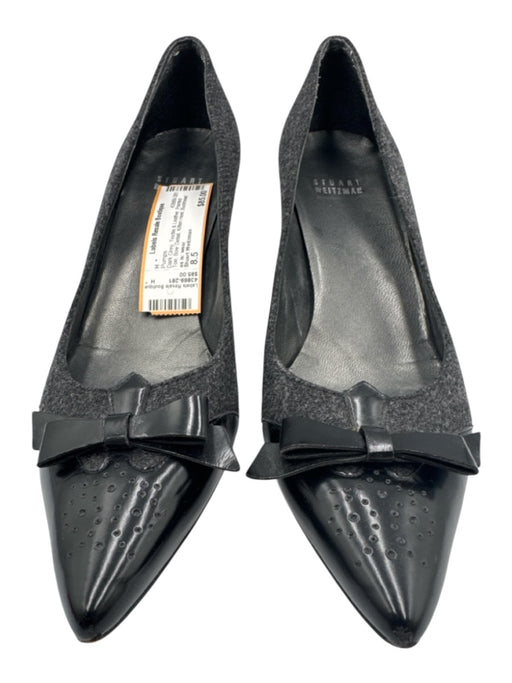 Stuart Weitzman Shoe Size 8.5 Dark Grey Textile & Leather Pointed Toe Pumps Dark Grey / 8.5