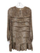 Ann Mashburn Size XS Beige & Brown Silk Animal Print Long Sleeve Tiered Dress Beige & Brown / XS