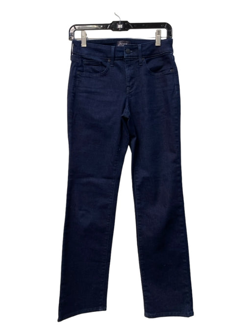 NYDJ Size 0P Dark Navy Cotton Stretch 5 Pocket Straight Leg Mid Rise Jeans Dark Navy / 0P