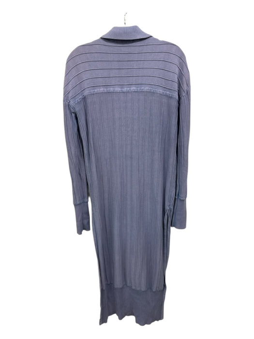 Free People Size XS Light Blue Cotton Button Down Ribbed Side Slits Dress Light Blue / XS