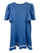 Smith & Quinn Size Small Blue & White Polyester Blend Short Puff Sleeve Dress Blue & White / Small