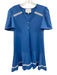 Smith & Quinn Size Small Blue & White Polyester Blend Short Puff Sleeve Dress Blue & White / Small