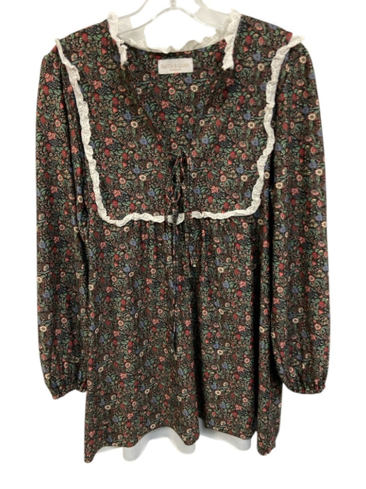 Smith & Quinn Size Medium Red, Blue, Green Polyester Blend Long Sleeve Dress Red, Blue, Green / Medium