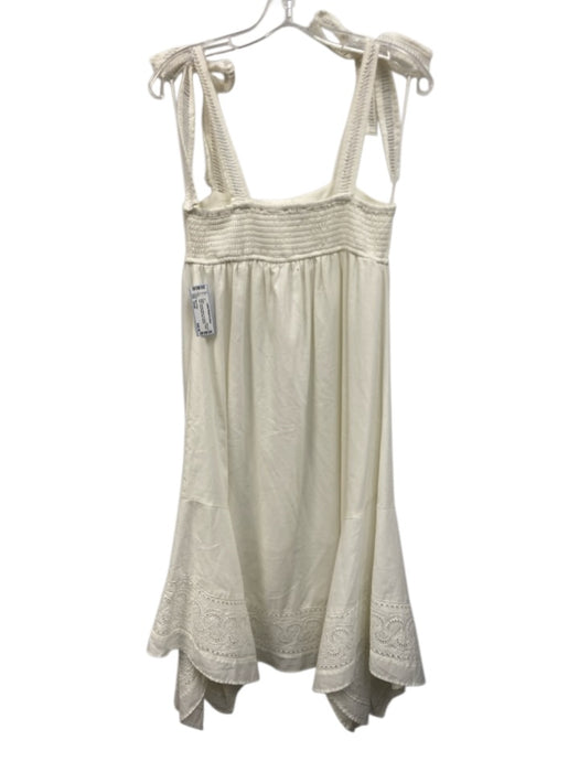 Moon River Size Small White Viscose Blend Tie Straps Ladder Lace Midi Dress White / Small