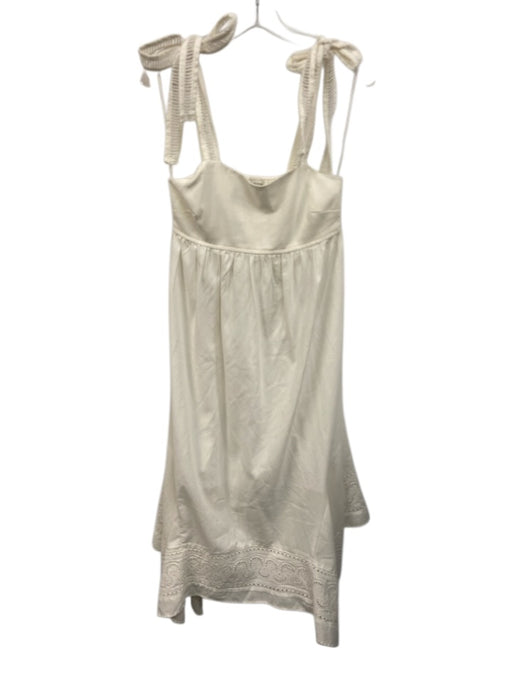 Moon River Size Small White Viscose Blend Tie Straps Ladder Lace Midi Dress White / Small