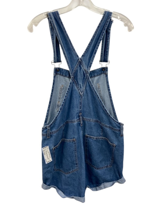 We The Free Size Small Medium Wash Cotton Denim Cargo Pockets Adjustable Romper Medium Wash / Small
