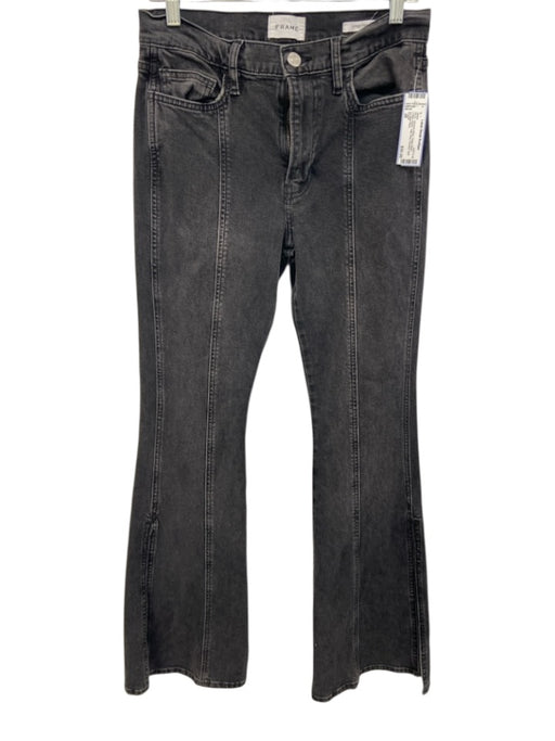 Frame Size 28 Faded Black Cotton Denim High Rise Paneled Split Flare Jeans Faded Black / 28