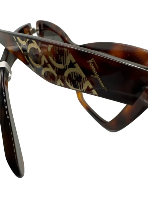 Salvatore Ferragamo Mixed Brown Acetate Square Tortoise Cat Eye Sunglasses Mixed Brown