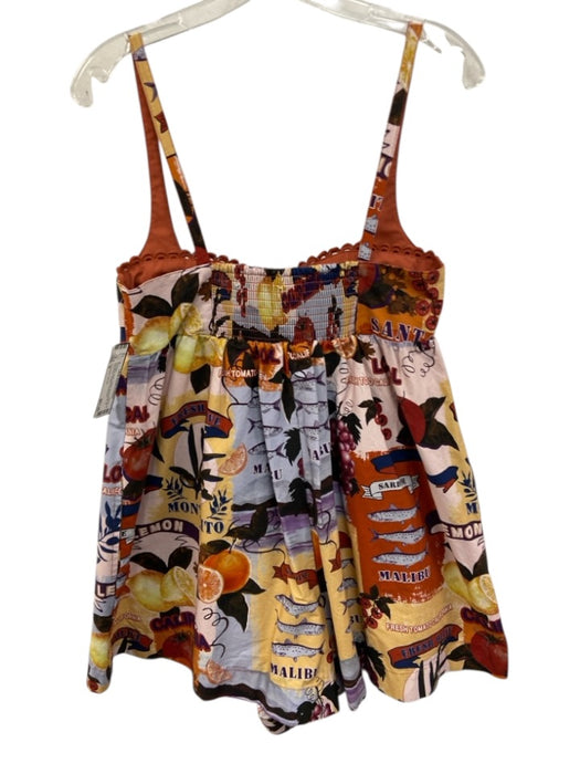 Christian Lacroix Size S Orange & Multi Cotton Sleeveless All Over Print Romper Orange & Multi / S