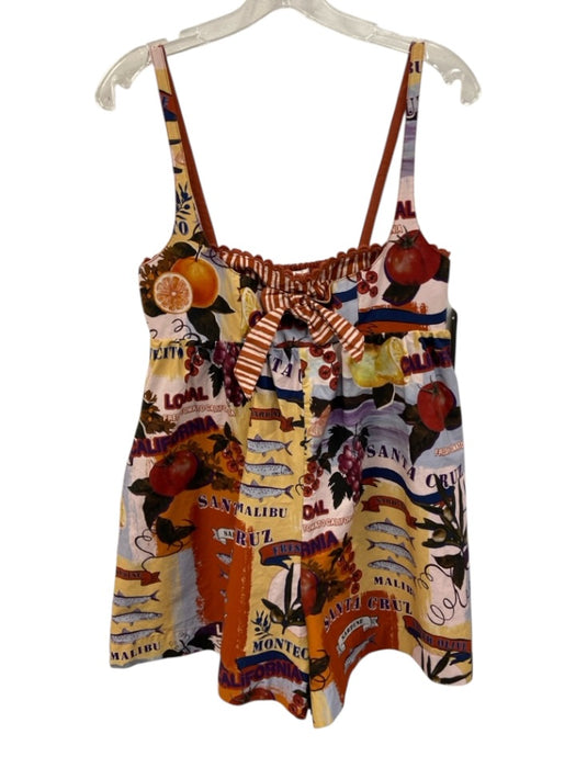 Christian Lacroix Size S Orange & Multi Cotton Sleeveless All Over Print Romper Orange & Multi / S