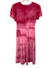 Smith & Quinn Size M Pink Polyester Blend Short Sleeve Velvet Scoop Neck Dress Pink / M