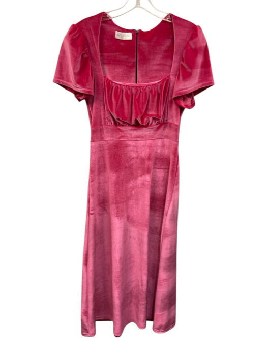Smith & Quinn Size M Pink Polyester Blend Short Sleeve Velvet Scoop Neck Dress Pink / M