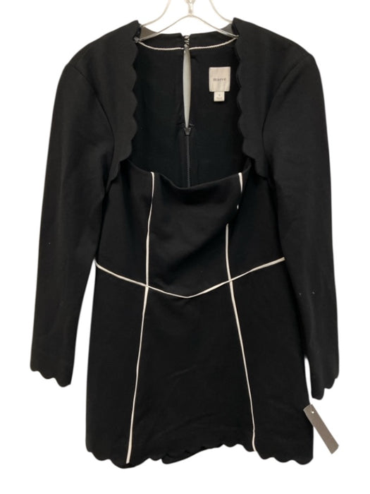 Maeve Size S Black & White Viscose & Nylon Long Sleeve Square Below knee Dress Black & White / S