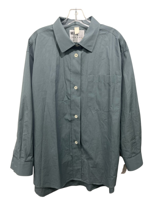 Margaret Howell Size L Dark Teal Cotton Long Sleeve Solid Button Up & Collar Top Dark Teal / L