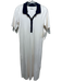 AYR Size M Cream & Navy Pima Cotton Short Sleeve Button Detail Maxi Dress Cream & Navy / M