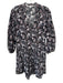 Veronica Beard Size 2 Pink, Gray & White Silk Long Bell Sleeve Floral Dress Pink, Gray & White / 2