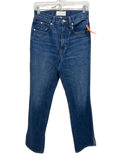 Slvrlake Size 26 Med Wash Cotton Denim High Rise Whiskering Straight Jeans Med Wash / 26