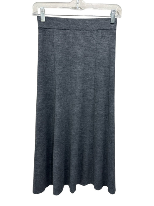 Maje Size 34 Gray & Silver Wool Blend Rib Knit Grommet Side Slit Maxi Skirt Gray & Silver / 34