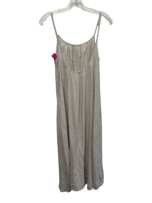 The Guilty Parties Size M Cream Beige Linen & Viscose Spaghetti Strap Dress Cream Beige / M