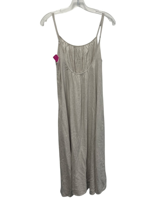 The Guilty Parties Size M Cream Beige Linen & Viscose Spaghetti Strap Dress Cream Beige / M