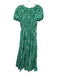 La Ligne Size S Green & Light Blue Cotton Abstract Print Short Puff Sleeve Dress Green & Light Blue / S