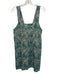 Faherty Size M Teal Blue & Cream White Linen Palm Fronds Print Sleeveless Dress Teal Blue & Cream White / M