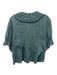 Doen Size S Slate Teal Green Cotton Pintuck Pleats Lace Trim Button Front Top Slate Teal Green / S