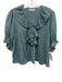 Doen Size S Slate Teal Green Cotton Pintuck Pleats Lace Trim Button Front Top Slate Teal Green / S