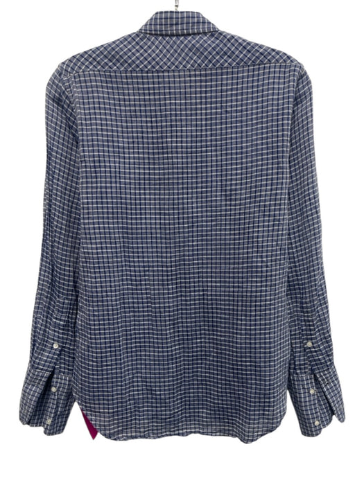 Nili Lotan Size S Blue & White Cotton Grid Checked Long Sleeve Button up Top Blue & White / S