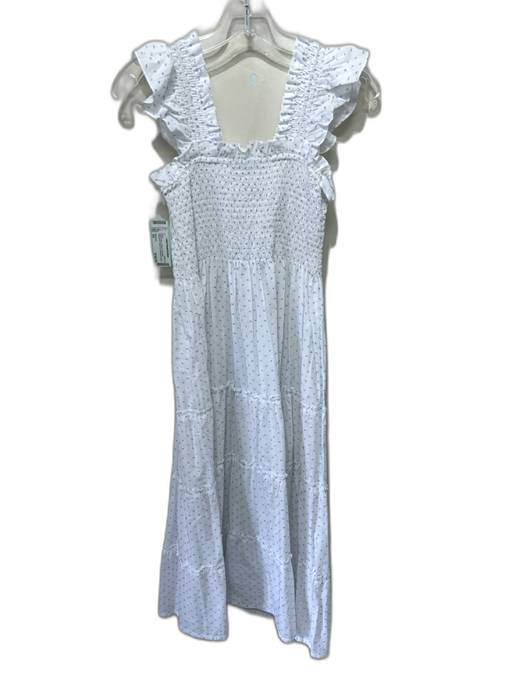 Hill House Size XS White & Blue Cotton & Polyester Sleeveless Polka Dot Dress White & Blue / XS