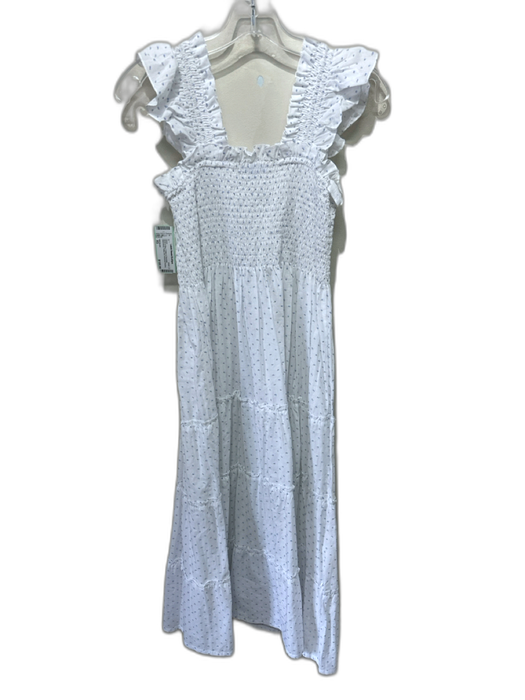 Hill House Size XS White & Blue Cotton & Polyester Sleeveless Polka Dot Dress White & Blue / XS