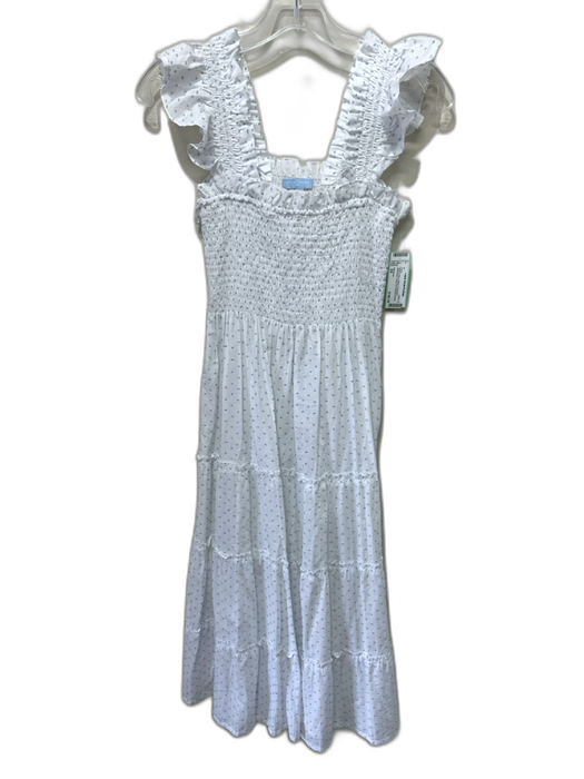 Hill House Size XS White & Blue Cotton & Polyester Sleeveless Polka Dot Dress White & Blue / XS