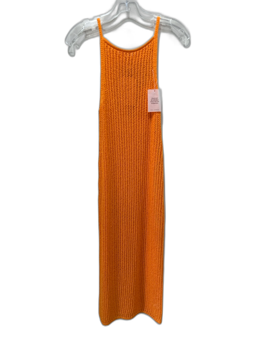 Cult Gaia Size S Orange Cotton & Polyester Sleeveless Loose Knit Crochet Dress Orange / S