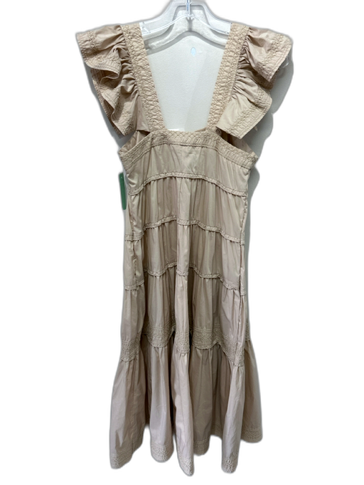Karlie Size S Beige Cotton & Nylon Sleeveless Ruffle Tiered Stitch Detail Dress Beige / S