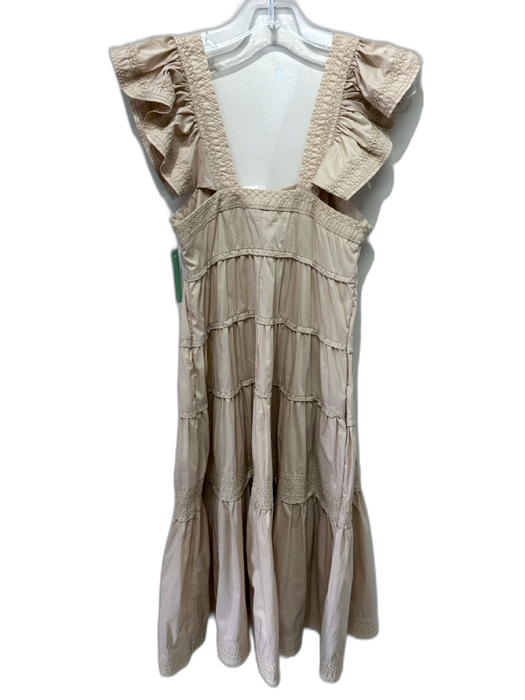 Karlie Size S Beige Cotton & Nylon Sleeveless Ruffle Tiered Stitch Detail Dress Beige / S