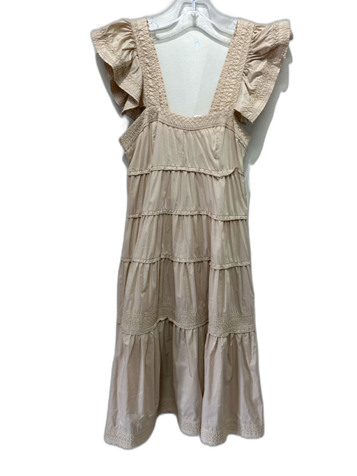 Karlie Size S Beige Cotton & Nylon Sleeveless Ruffle Tiered Stitch Detail Dress Beige / S
