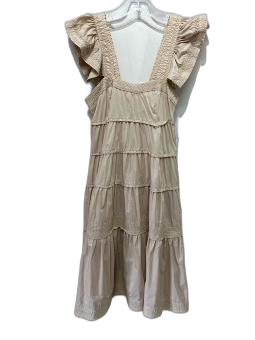 Karlie Size S Beige Cotton & Nylon Sleeveless Ruffle Tiered Stitch Detail Dress Beige / S