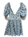 Agua by Agua Bendita Size XS Blue, Green, White Cotton Short Puff Sleeve Dress Blue, Green, White / XS