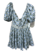Agua by Agua Bendita Size XS Blue, Green, White Cotton Short Puff Sleeve Dress Blue, Green, White / XS