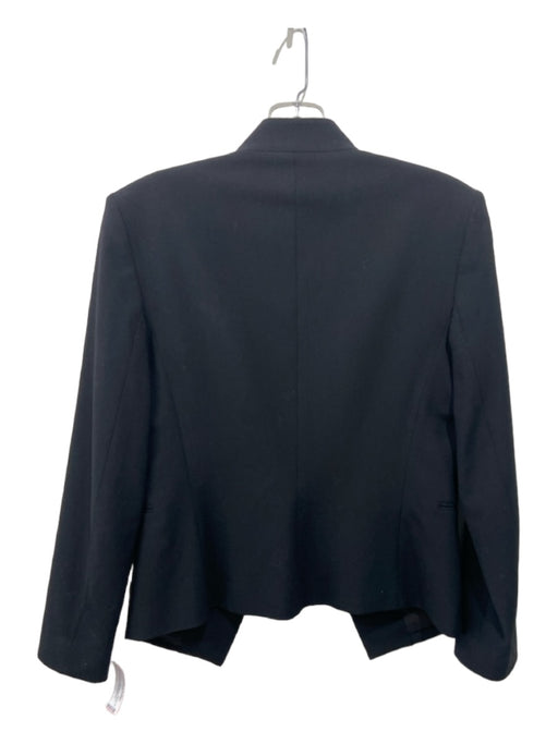 Theory Size 6 Black Wool Blend Blazer Open Front Pockets shoulder pads Jacket Black / 6