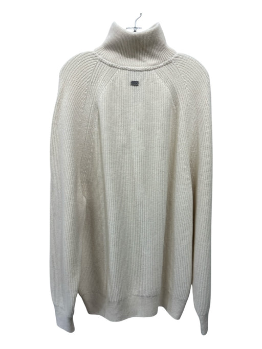 Bugatchi NWT Size XL Off White Cotton Solid Quarter Zip Men's Sweater Off White / XL